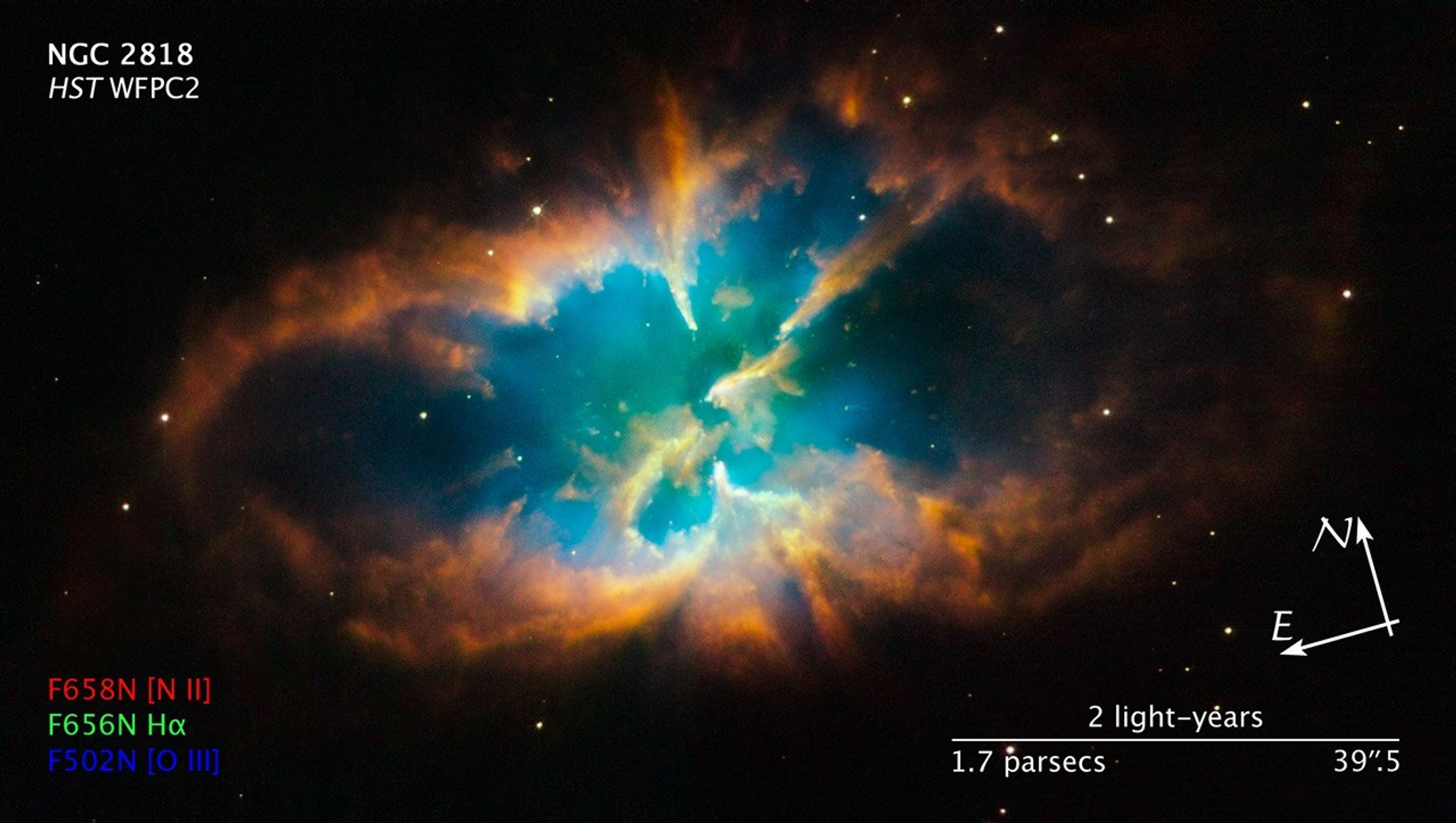 Compass and Scale Image of NGC 2818