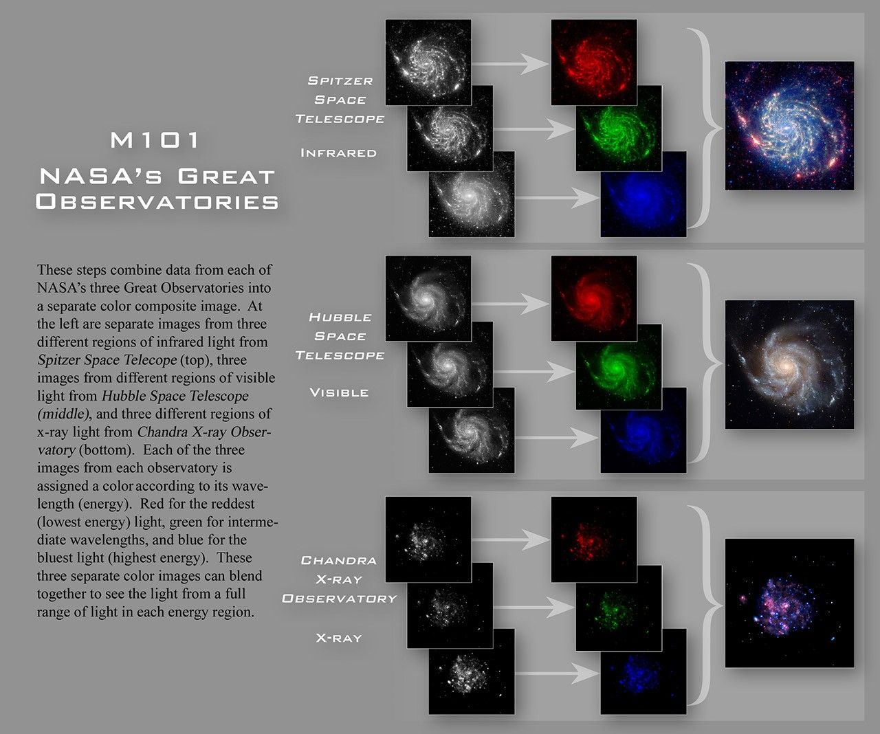 Construction of the Individual Great Observatories M101 Images