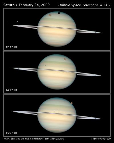 HST Image of Saturn Moon Transits