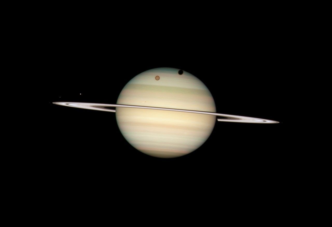 Quadruple Saturn Moon Transit Snapped By Hubble