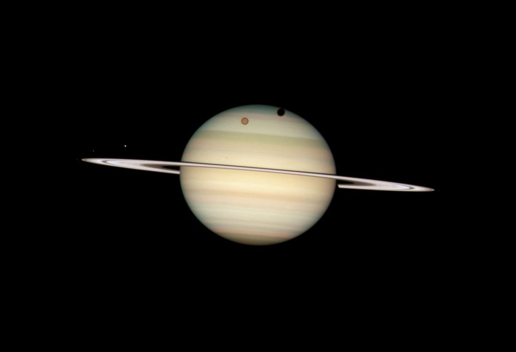 Quadruple Saturn Moon Transit Snapped By Hubble