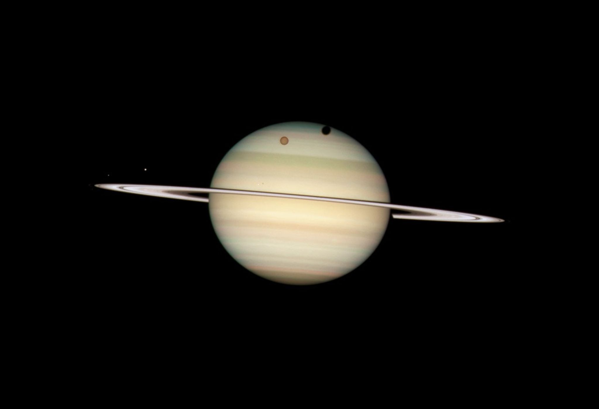 Quadruple Saturn Moon Transit Snapped By Hubble