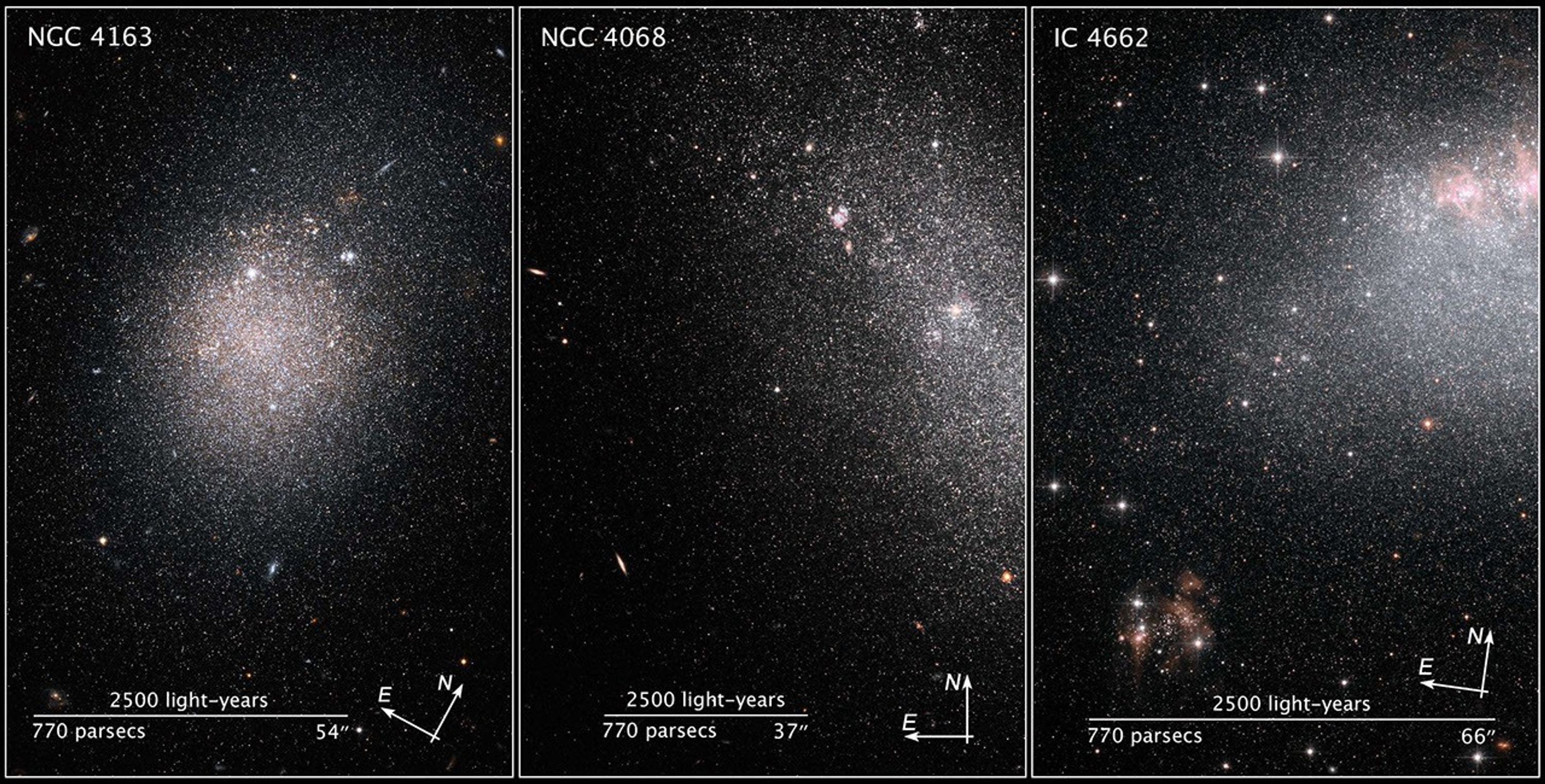 Compass and Scale Image of Starburst Galaxies