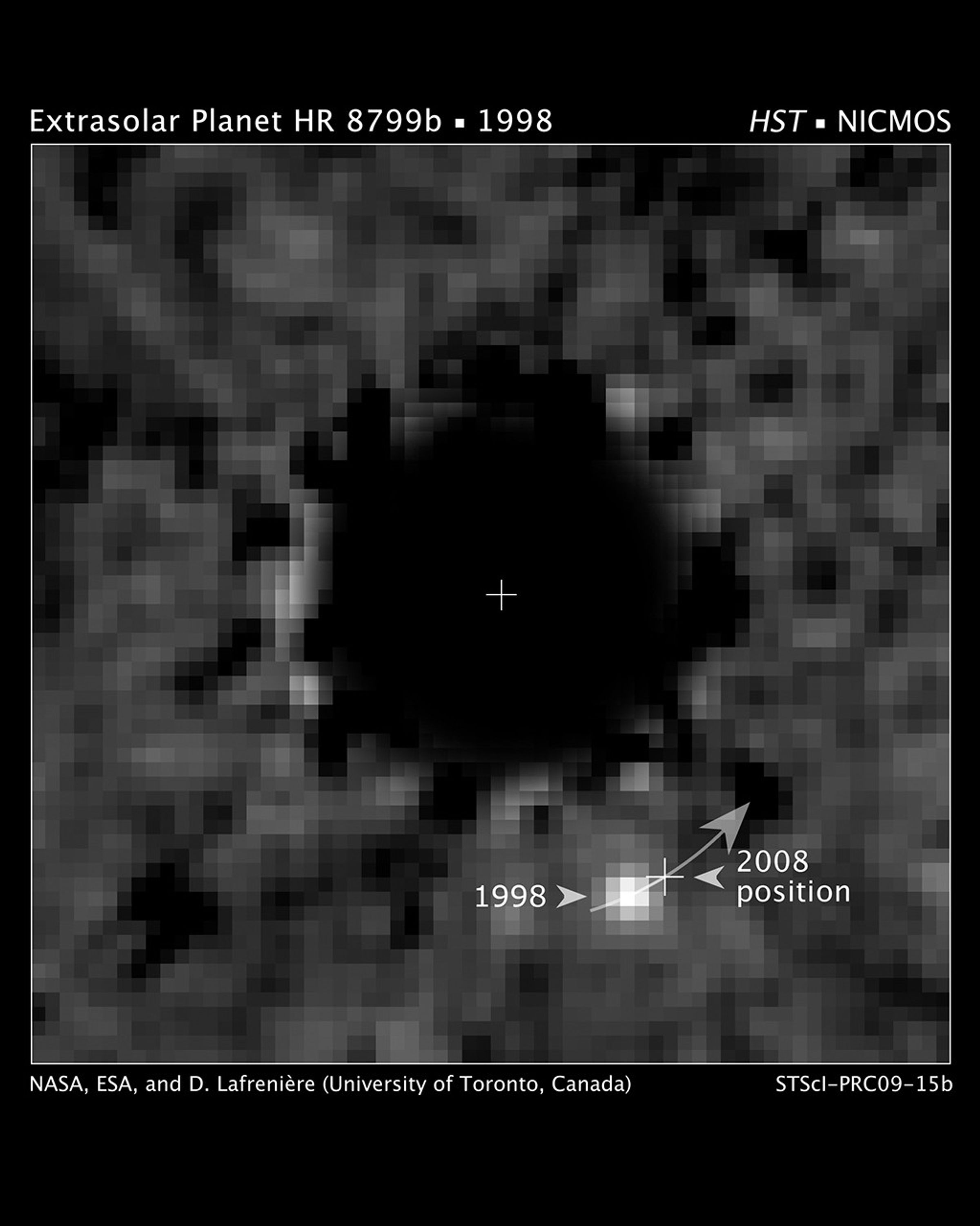 Exoplanet HR 8799b Recovered in NICMOS Data Archive (Annotated)