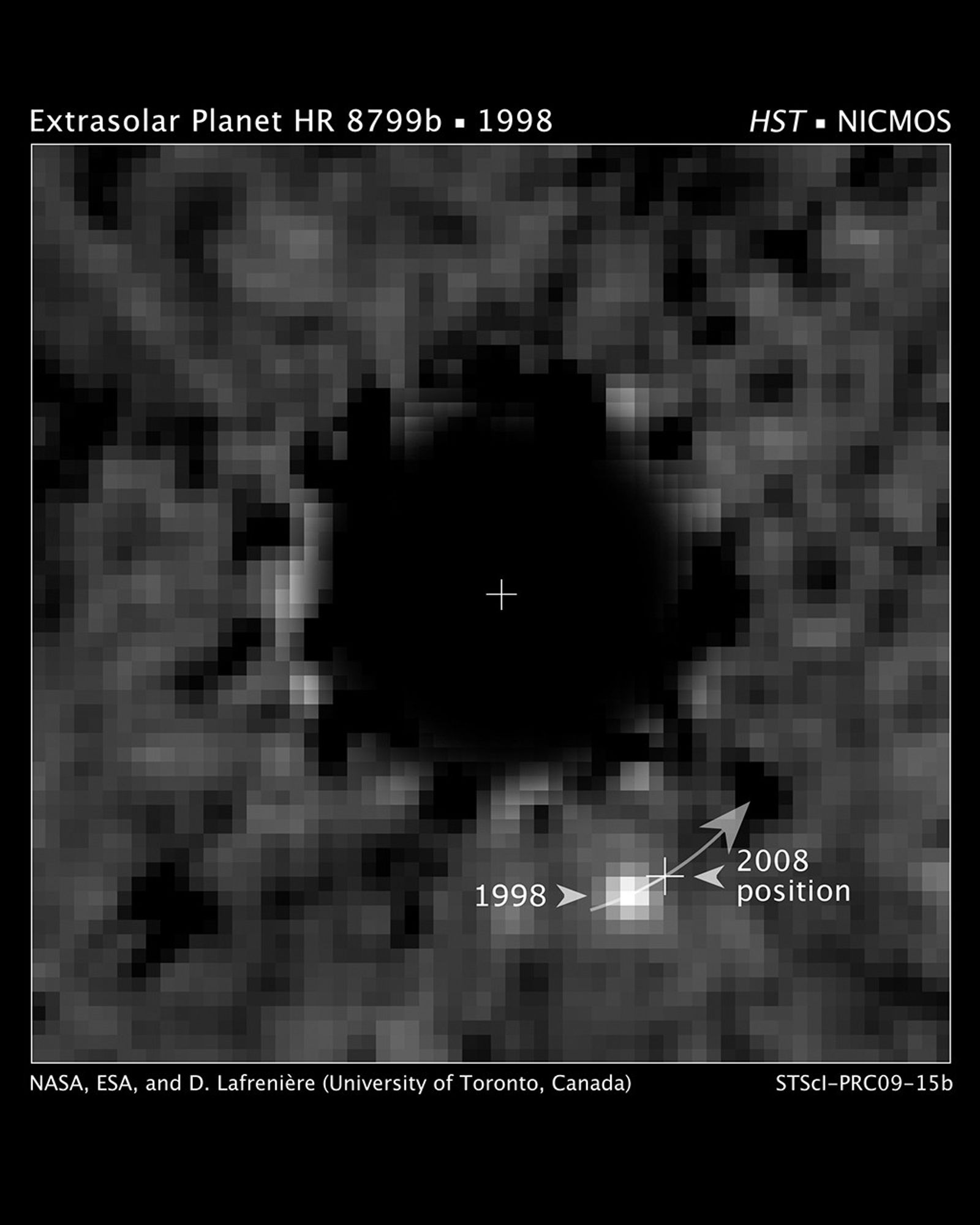 Exoplanet HR 8799b Recovered in NICMOS Data Archive (Annotated)