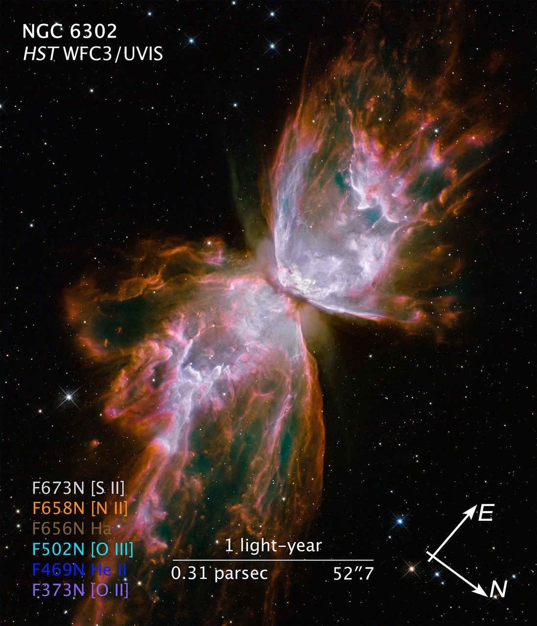 Compass and Scale Image of NGC 6302