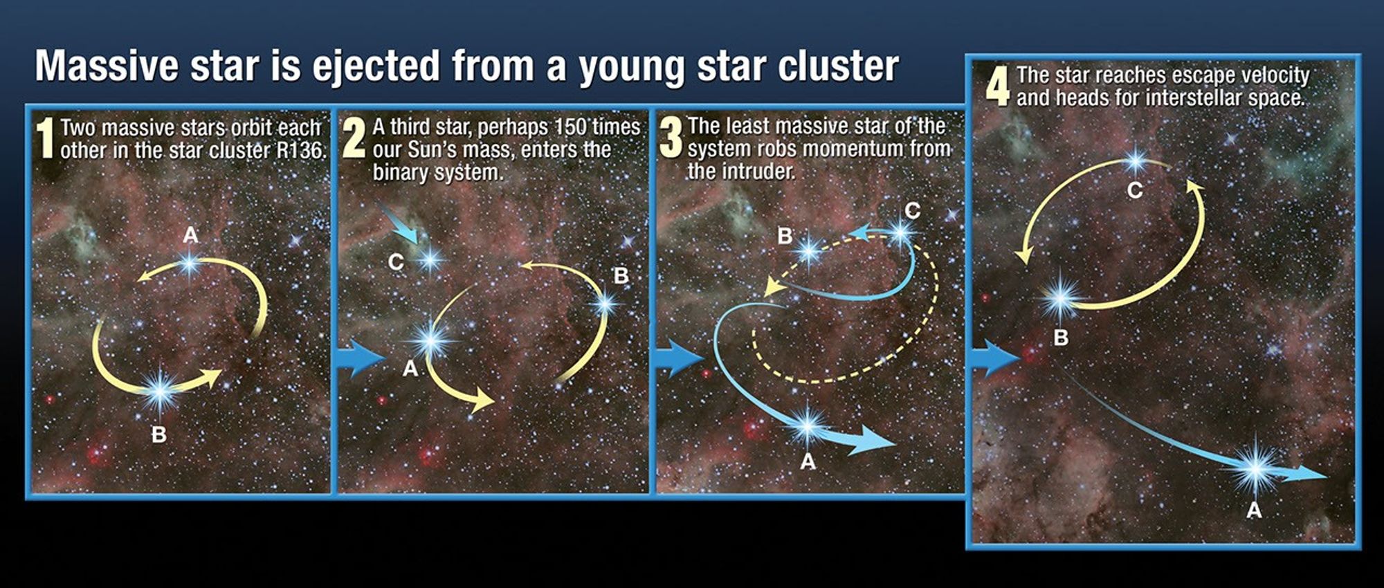 Massive Star is Ejected from a Young Star Cluster