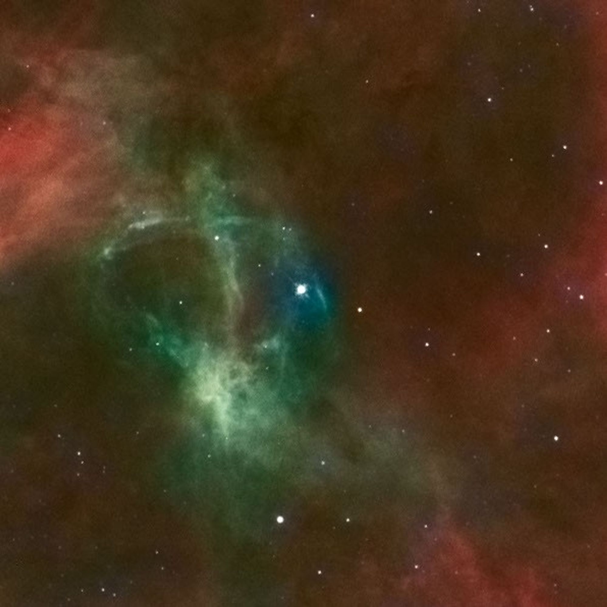 Hubble/WFPC2 and ESO/2.2-m Composite Image of 30 Dor Runaway Star