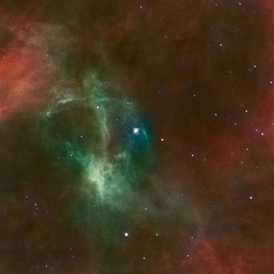 Hubble/WFPC2 and ESO/2.2-m Composite Image of 30 Dor Runaway Star