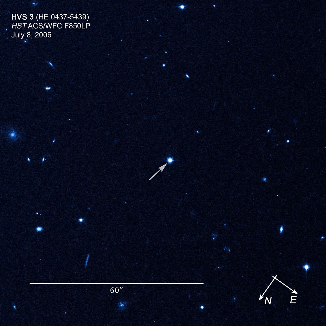 Compass/Scale Image of Hypervelocity Star HE 0437-5439