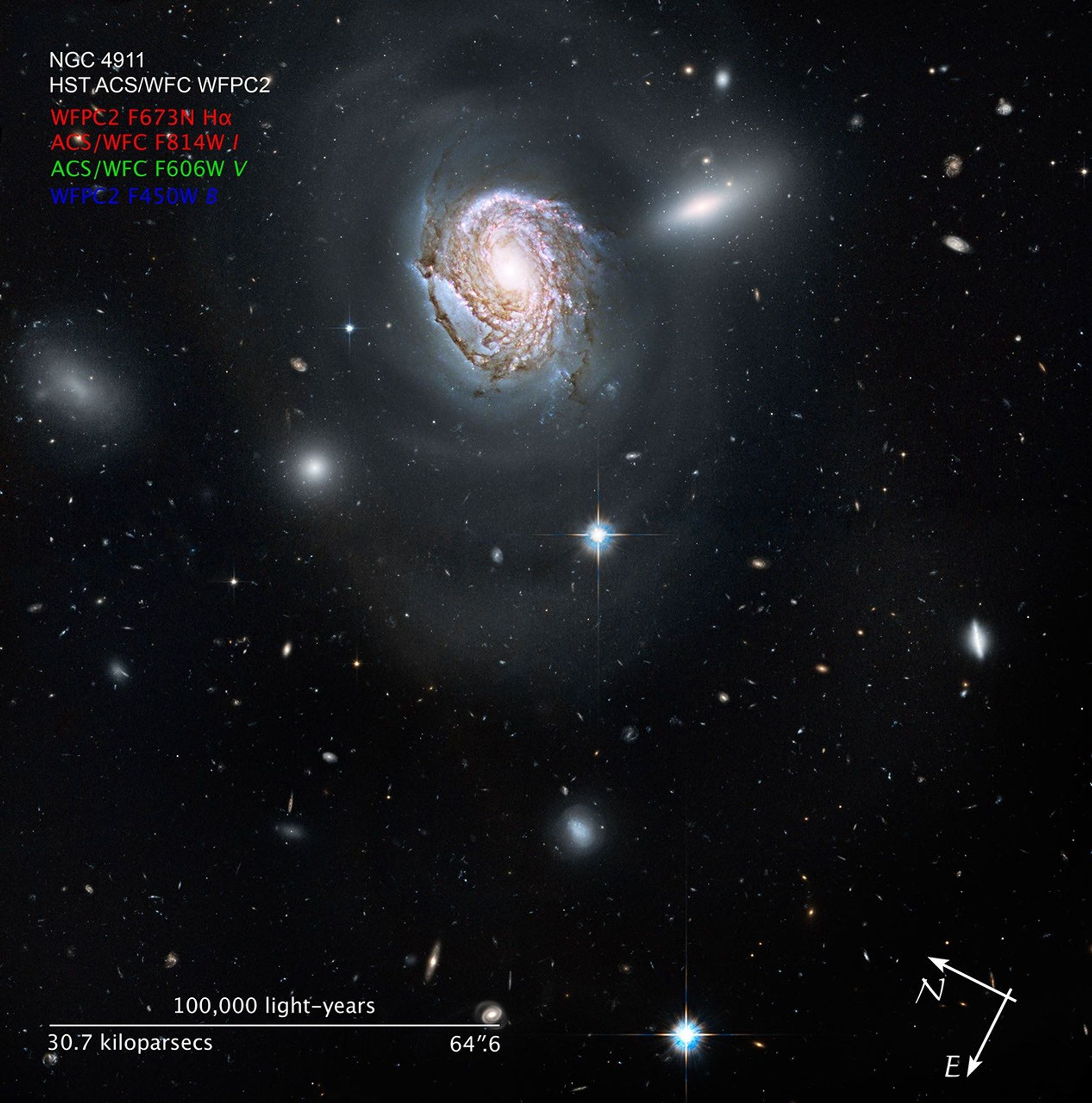 Compass and Scale Image for NGC 4911