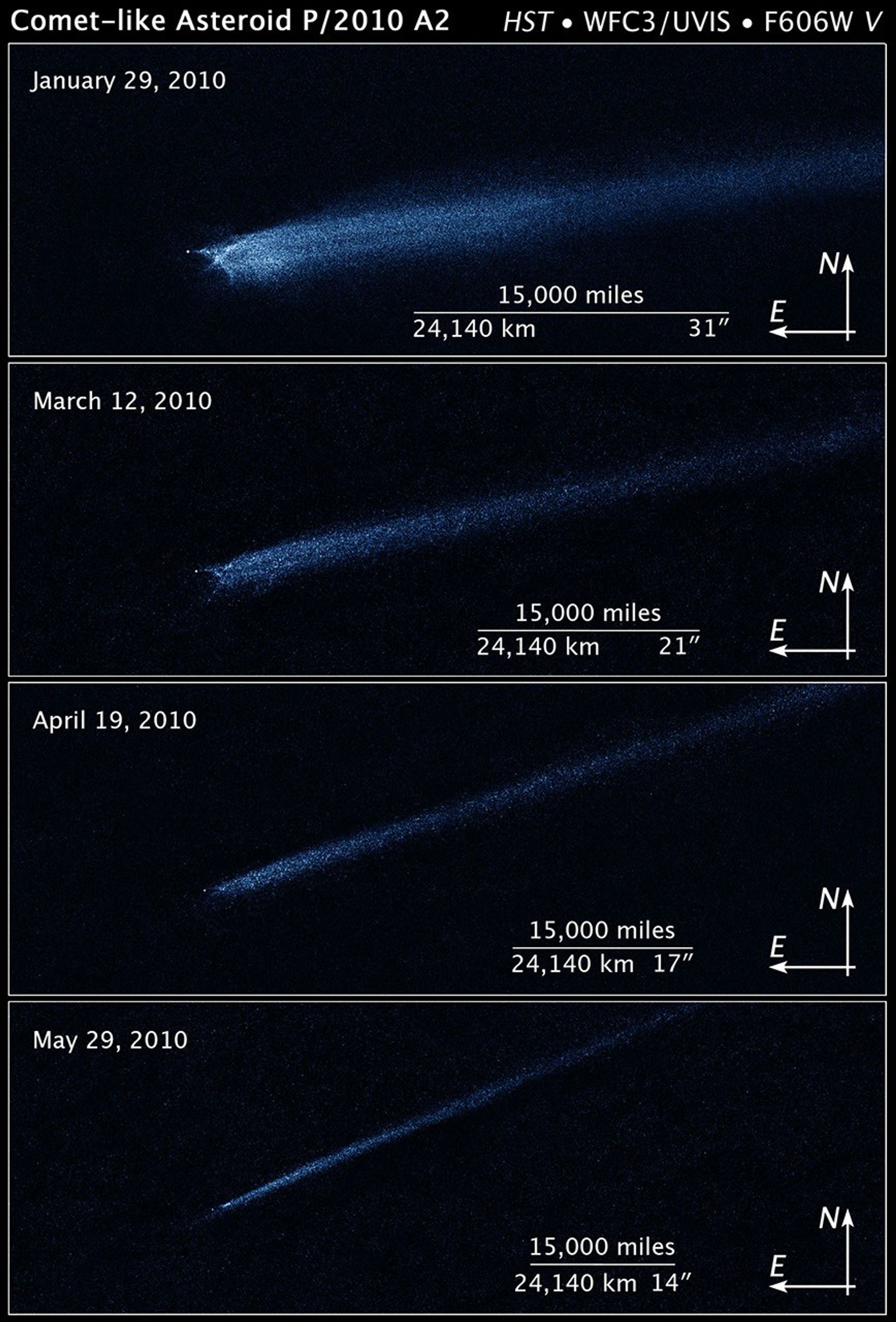 Compass and Scale Image for Comet-like Asteroid P/2010 A2