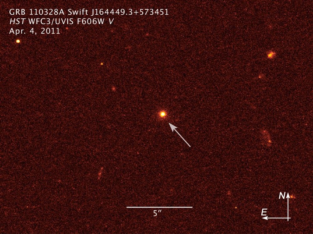 Compass and Scale Image of GRB 110328A's Host Galaxy