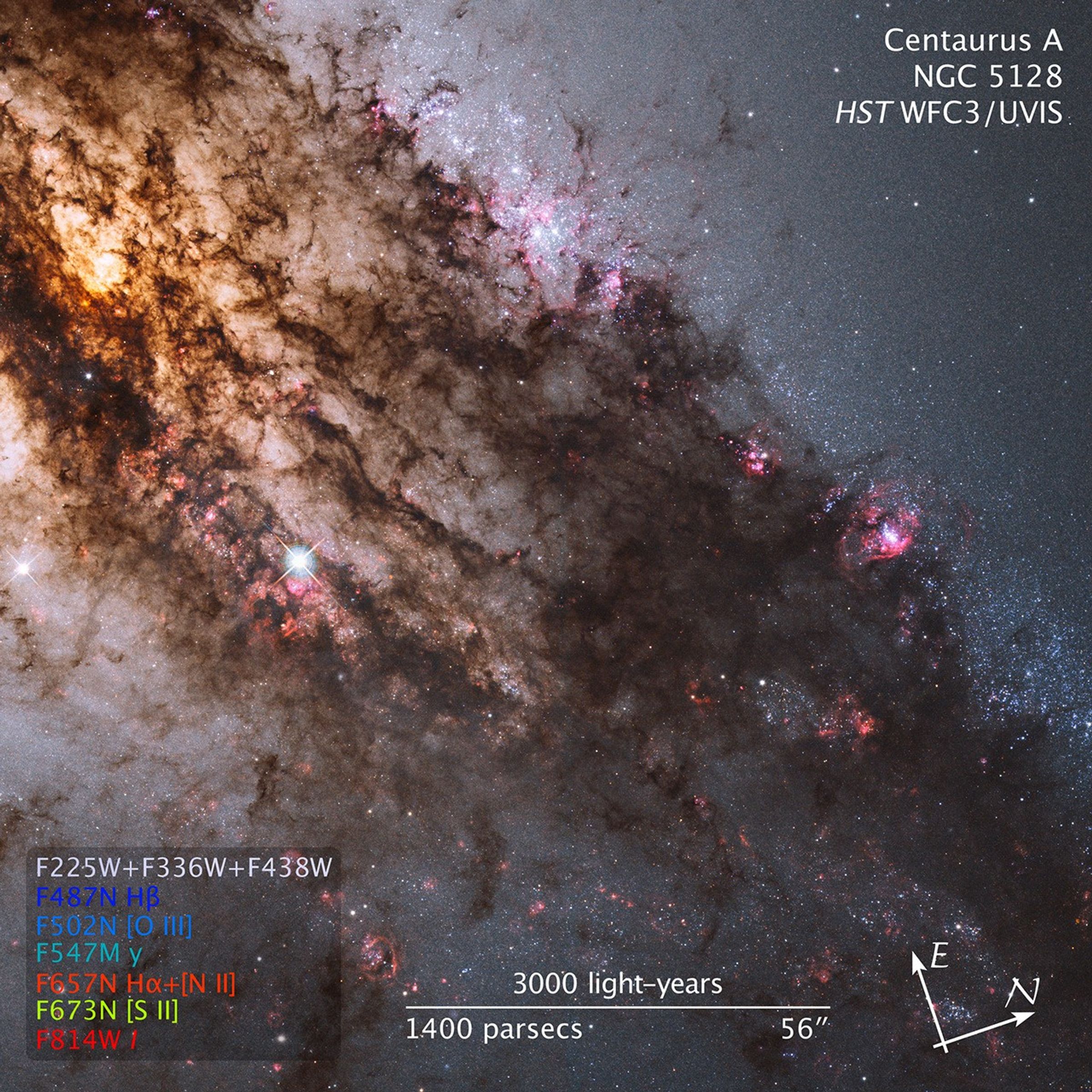 Compass and Scale Image of Centaurus A