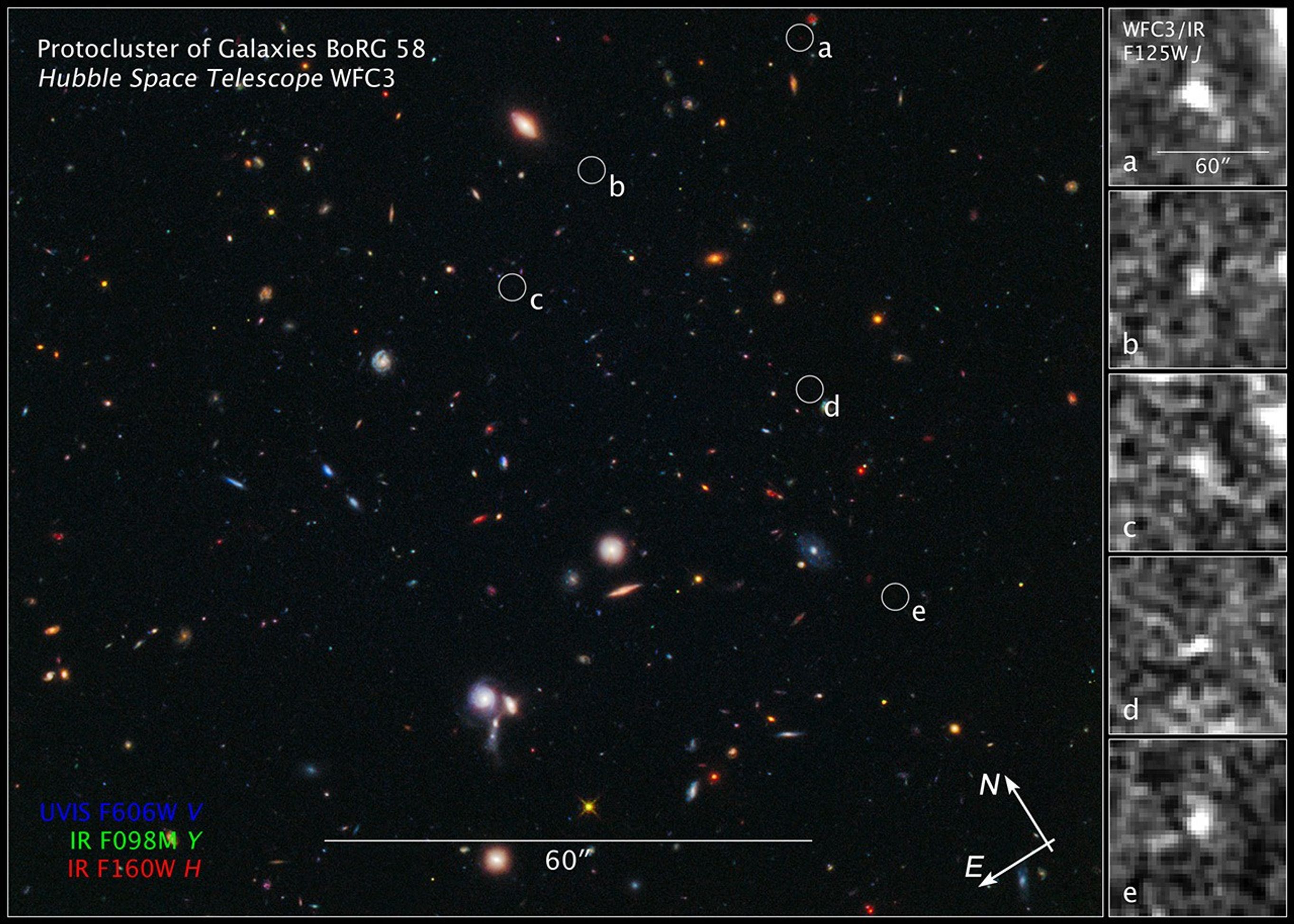 Compass and Scale Image of Borg 58 Galaxy Field