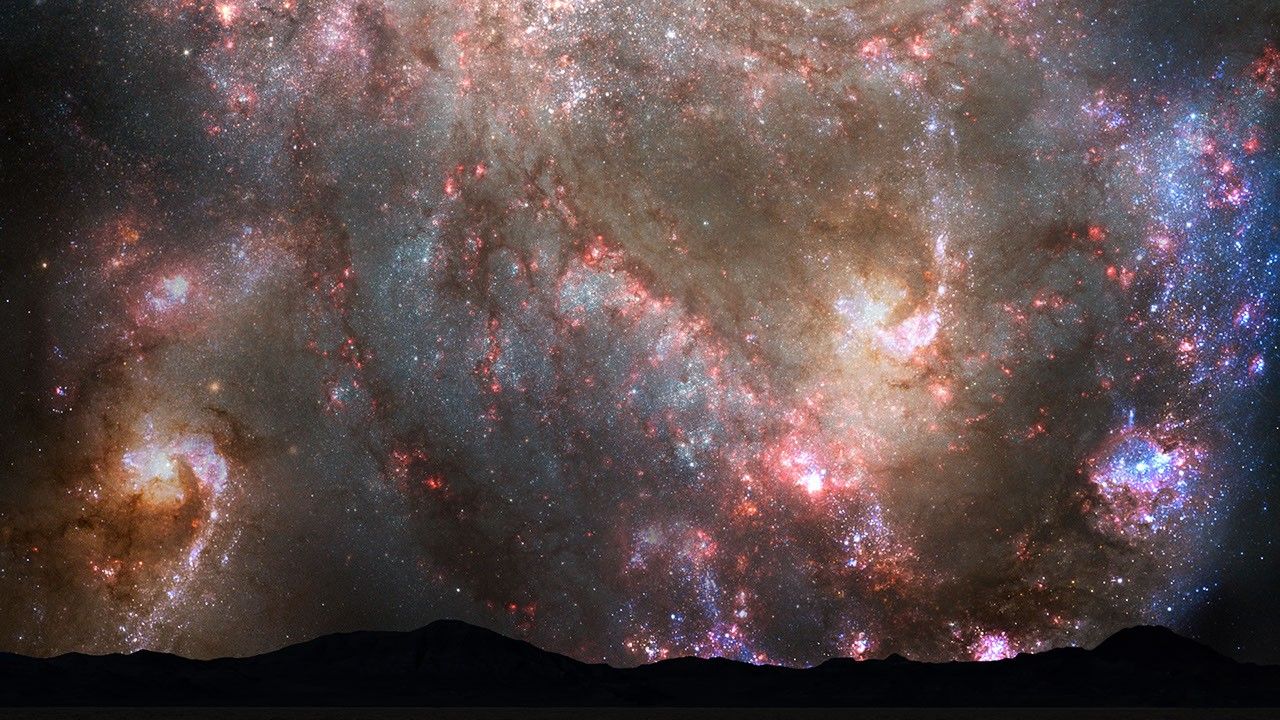 Nighttime Sky View of Future Galaxy Merger: 3.85-3.9 Billion Years