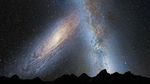 Nighttime Sky View of Future Galaxy Merger: 3.75 Billion Years