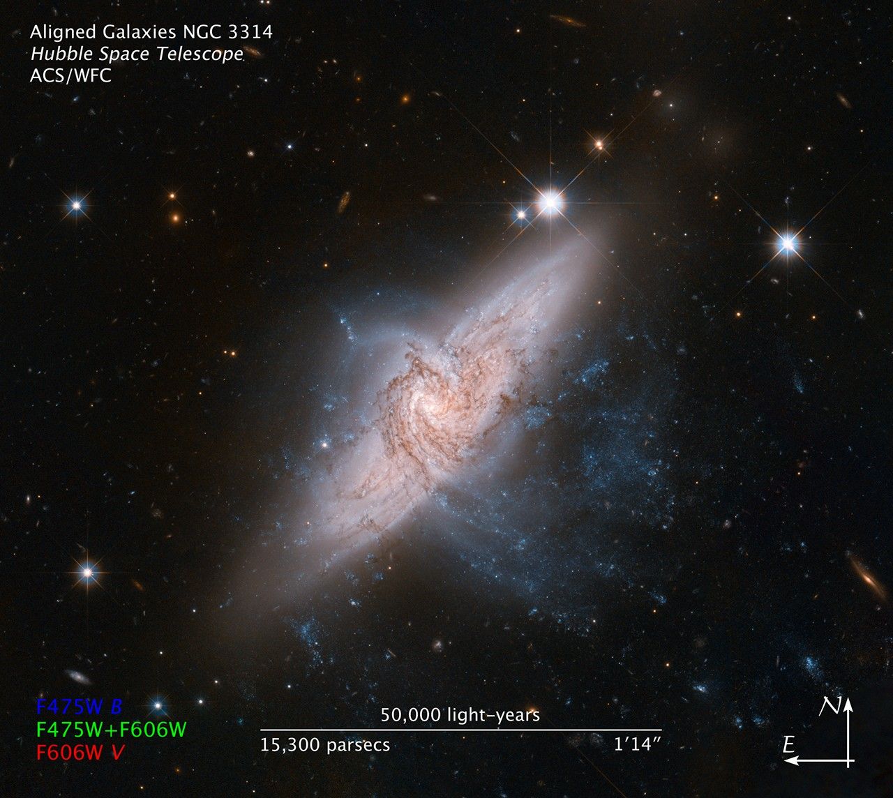 Compass and Scale Image of NGC 3314