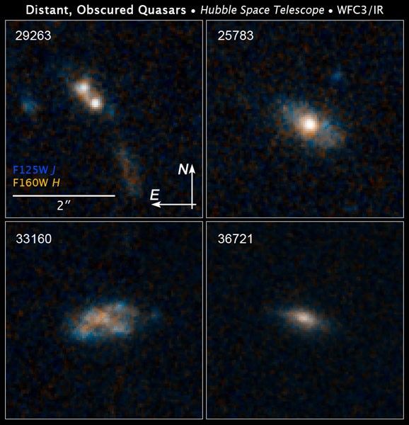 Compass and Scale Image for Distant, Obscured Quasars