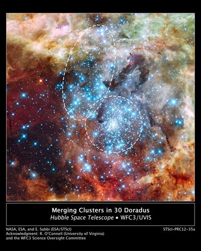 Merging Clusters in 30 Doradus