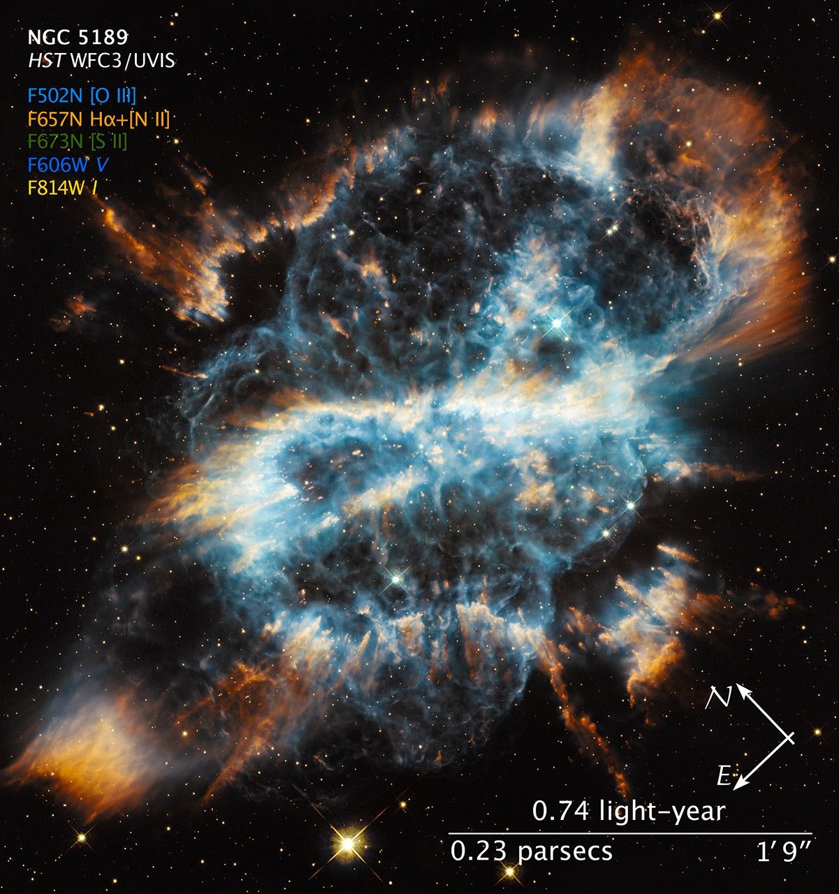 Compass and Scale Image of NGC 5189