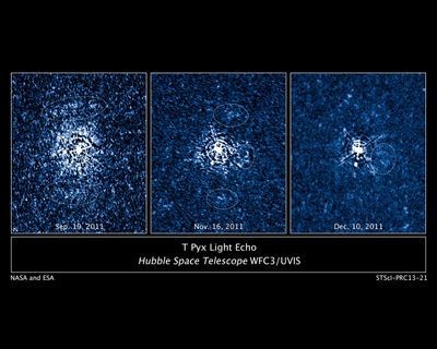 Flash of Light from Erupting Star Illuminates Debris Disk