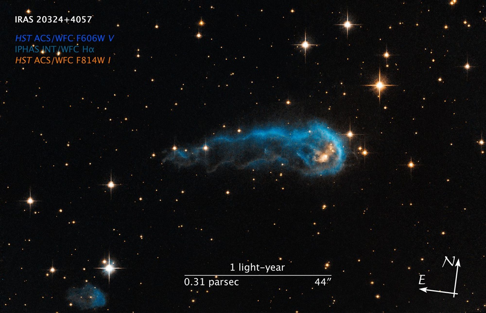 Compass and Scale Image for Protostar IRAS 20324+4057