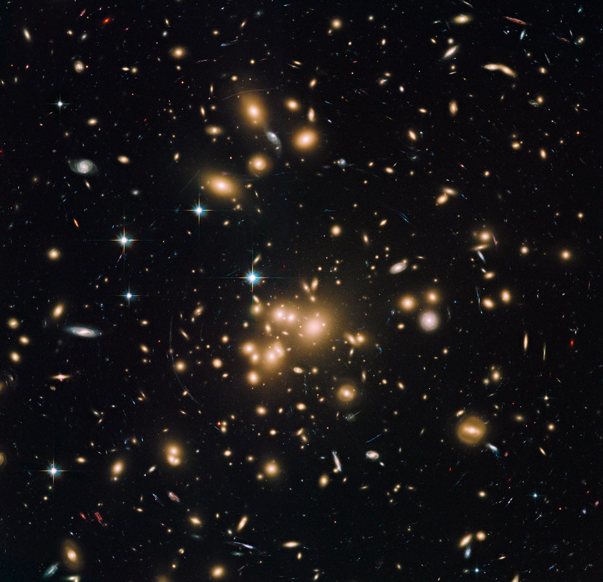 Hubble Wide-Field Image of Galaxy Cluster and Gravitational Lens Abell 1689