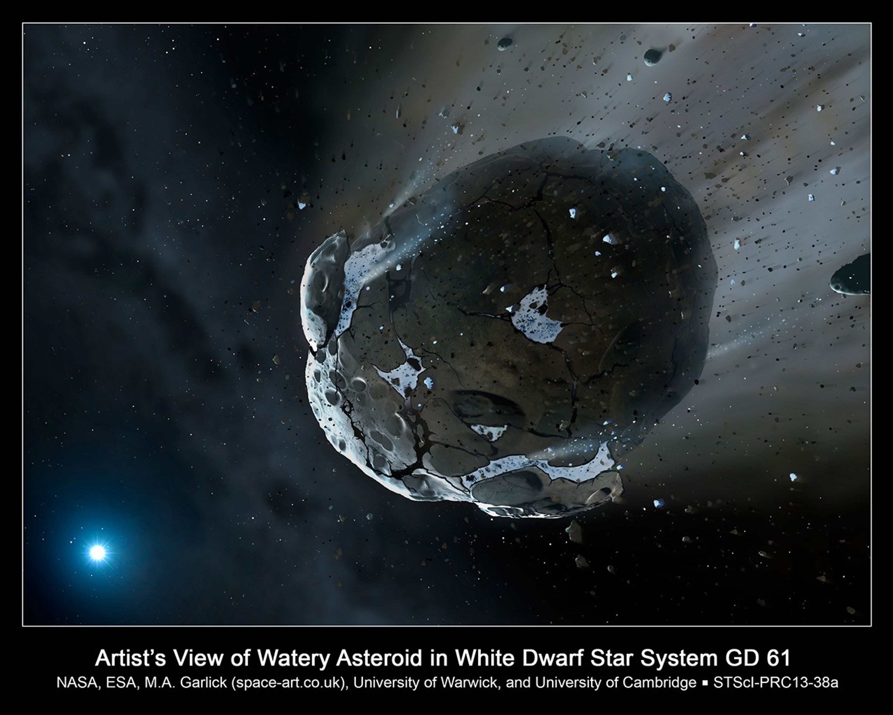 Artist's View of Watery Asteroid in White Dwarf Star System GD 61