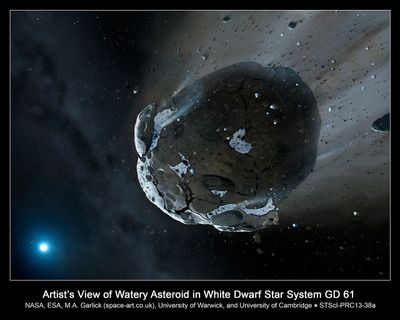 Artist’s View of Watery Asteroid in White Dwarf Star System GD 61