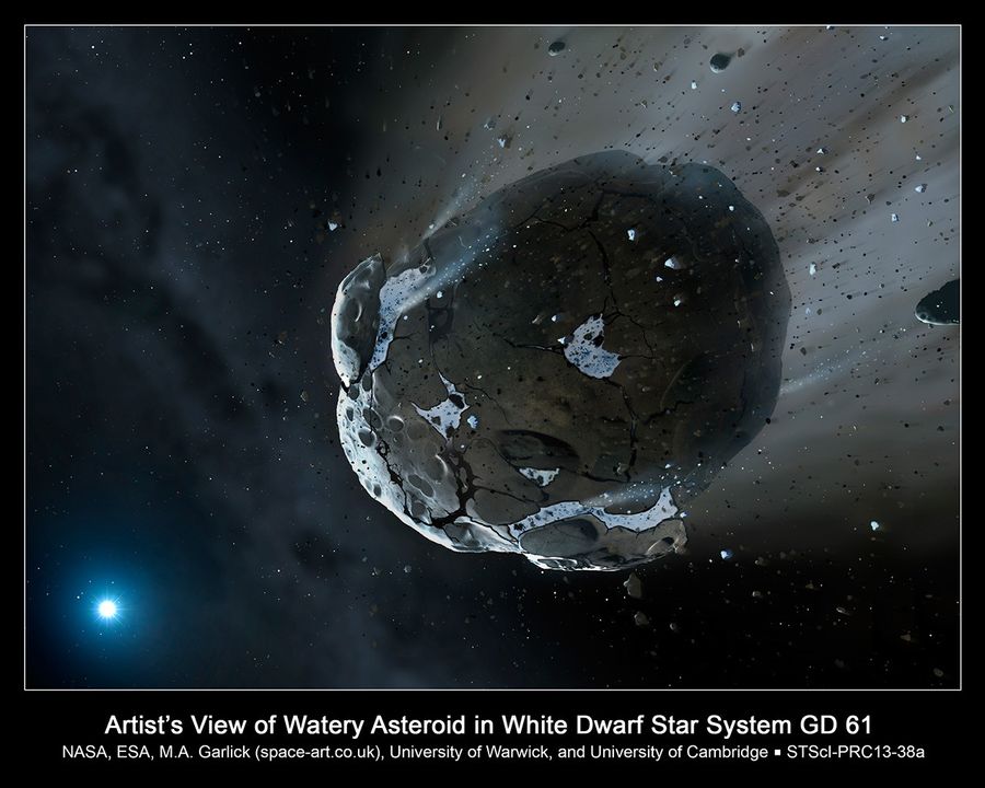Artist's View of Watery Asteroid in White Dwarf Star System GD 61