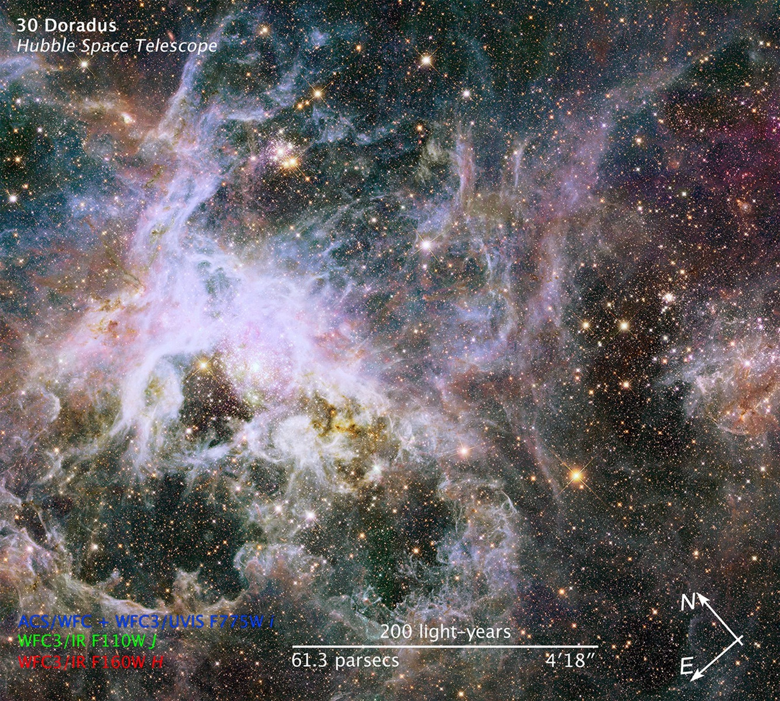 Compass and Scale Image for 30 Doradus IR