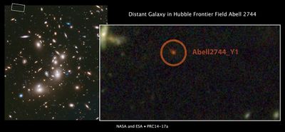Distant Galaxy in Hubble Frontier Field Abell 2744