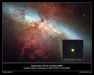 Hubble Monitors Supernova In Nearby Galaxy M82