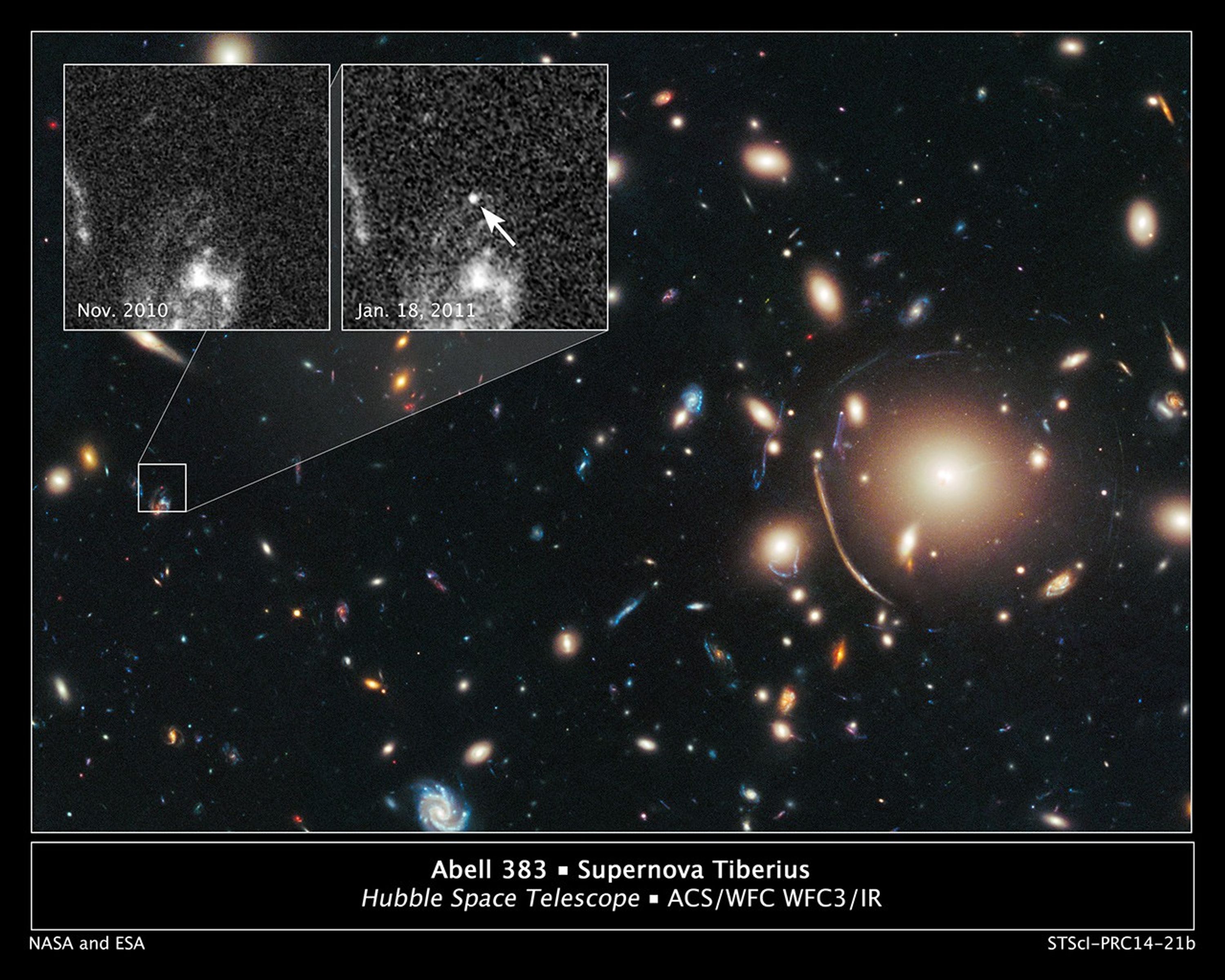 Remote Supernova Magnified by Massive Galaxy Cluster Abell 383