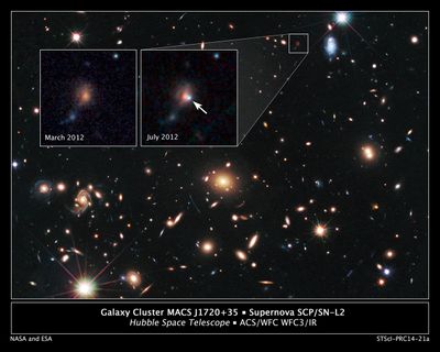 Remote Supernova Magnified by Massive Galaxy Cluster MACSJ1720