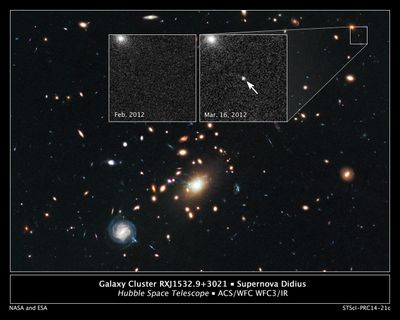Remote Supernova Magnified by Massive Galaxy Cluster RXJ1532.9+3021