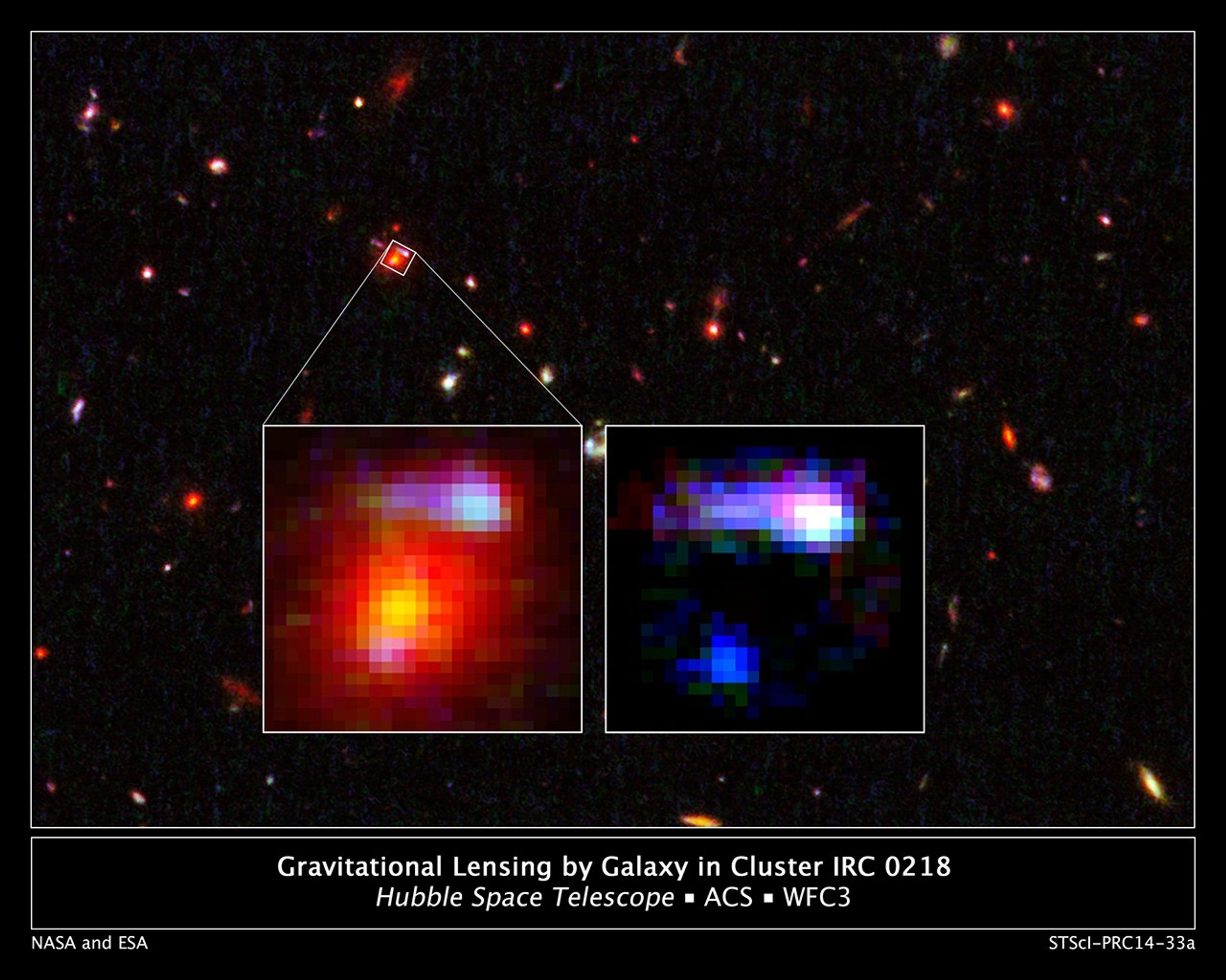 Gravitational Lensing by Galaxy in Cluster IRC 0218