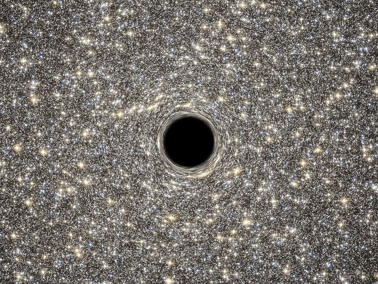 Artist's Concept of Giant Black Hole in Center of Ultracompact Galaxy