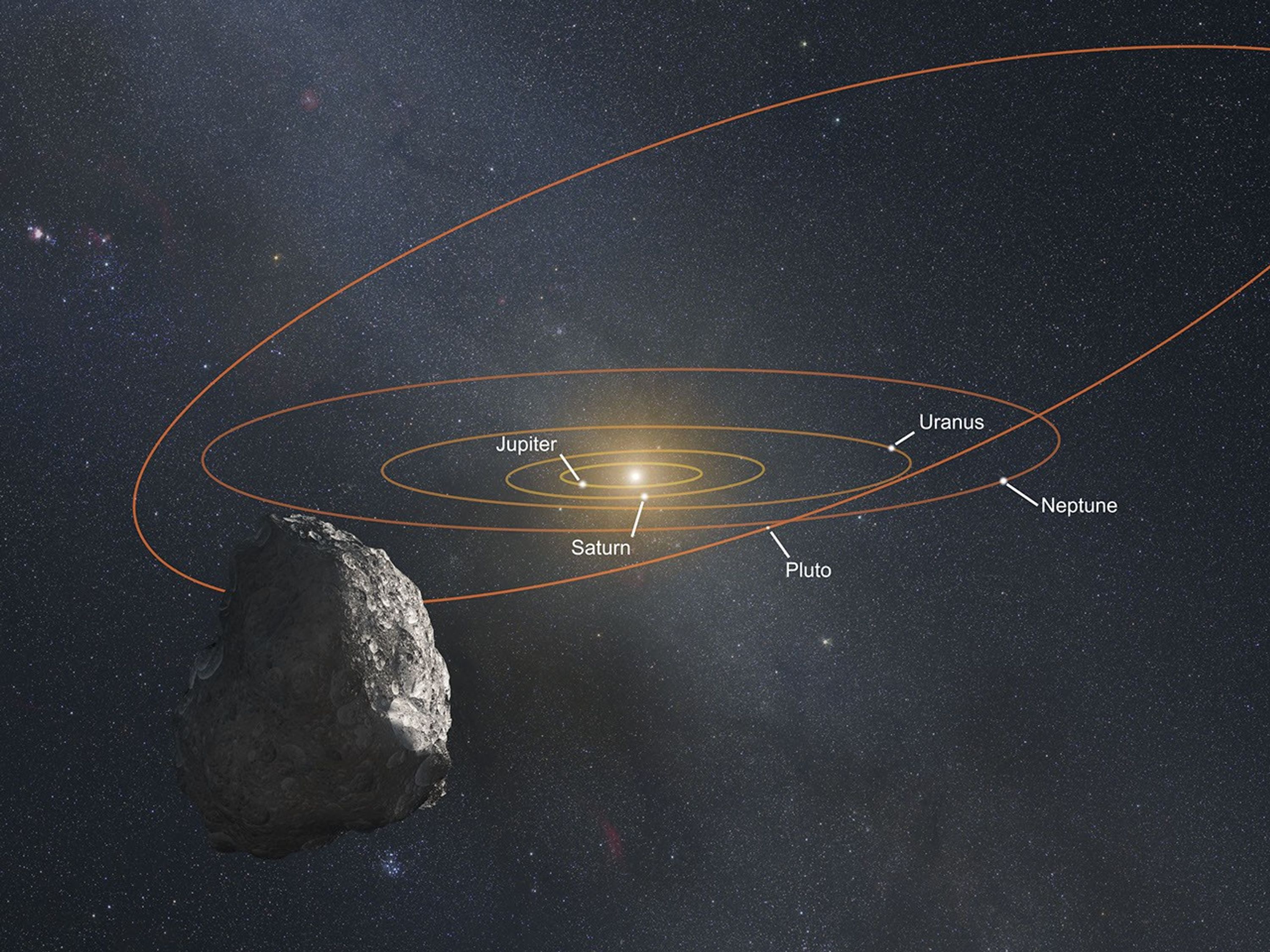 Artist's Impression of Kuiper Belt Object (Annotated)