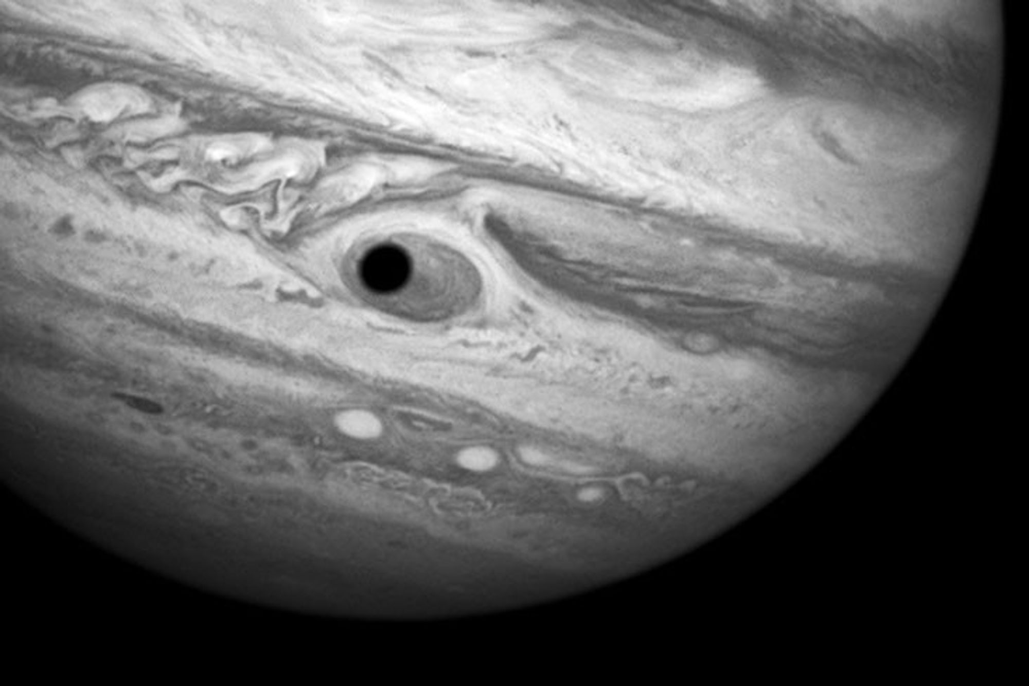 Jupiter's Great Red Spot and Ganymede's Shadow