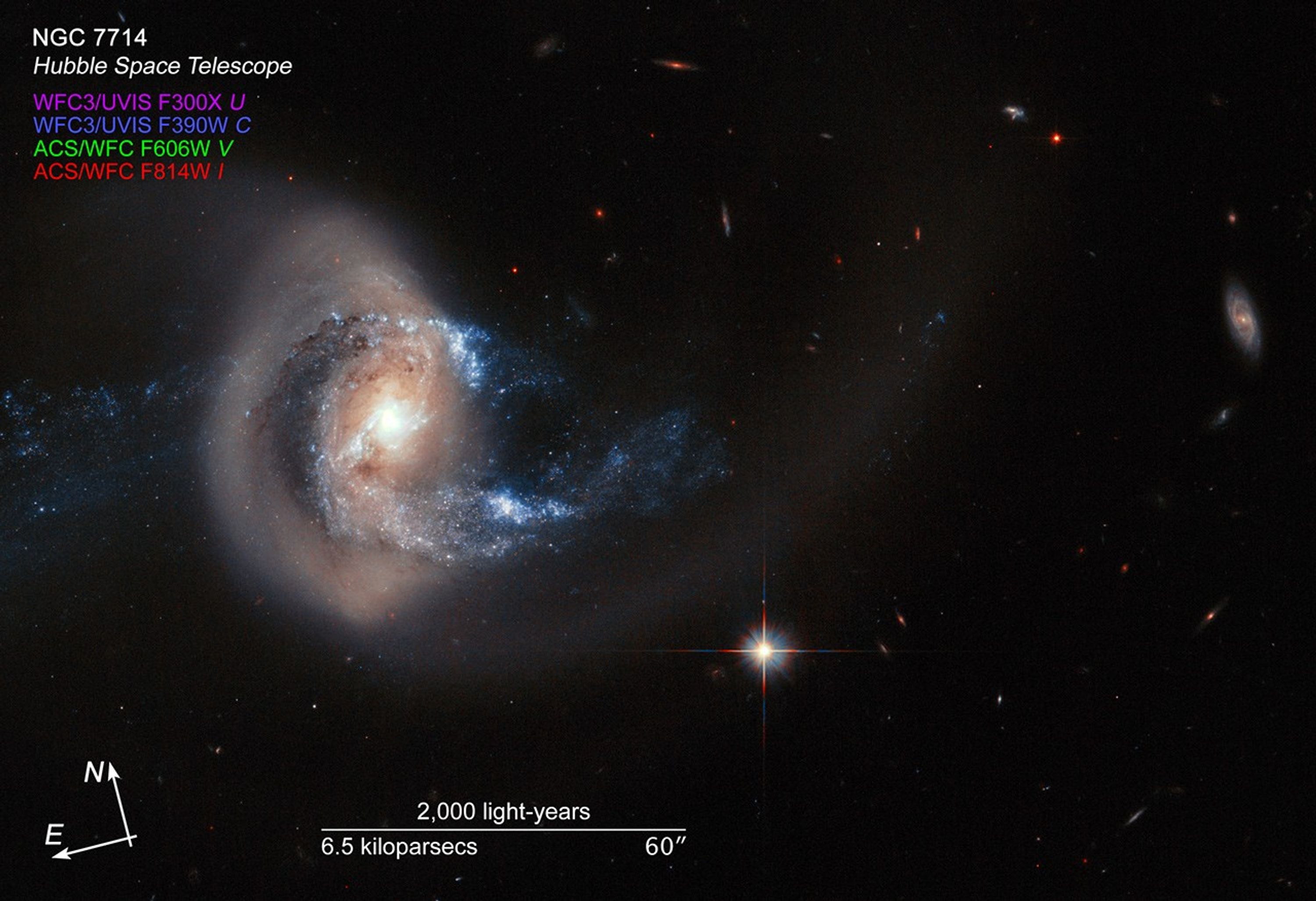 Compass and Scale Image of NGC 7714