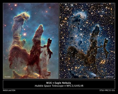 A View of the Pillars of Creation in Visible and in Near-Infrared Light