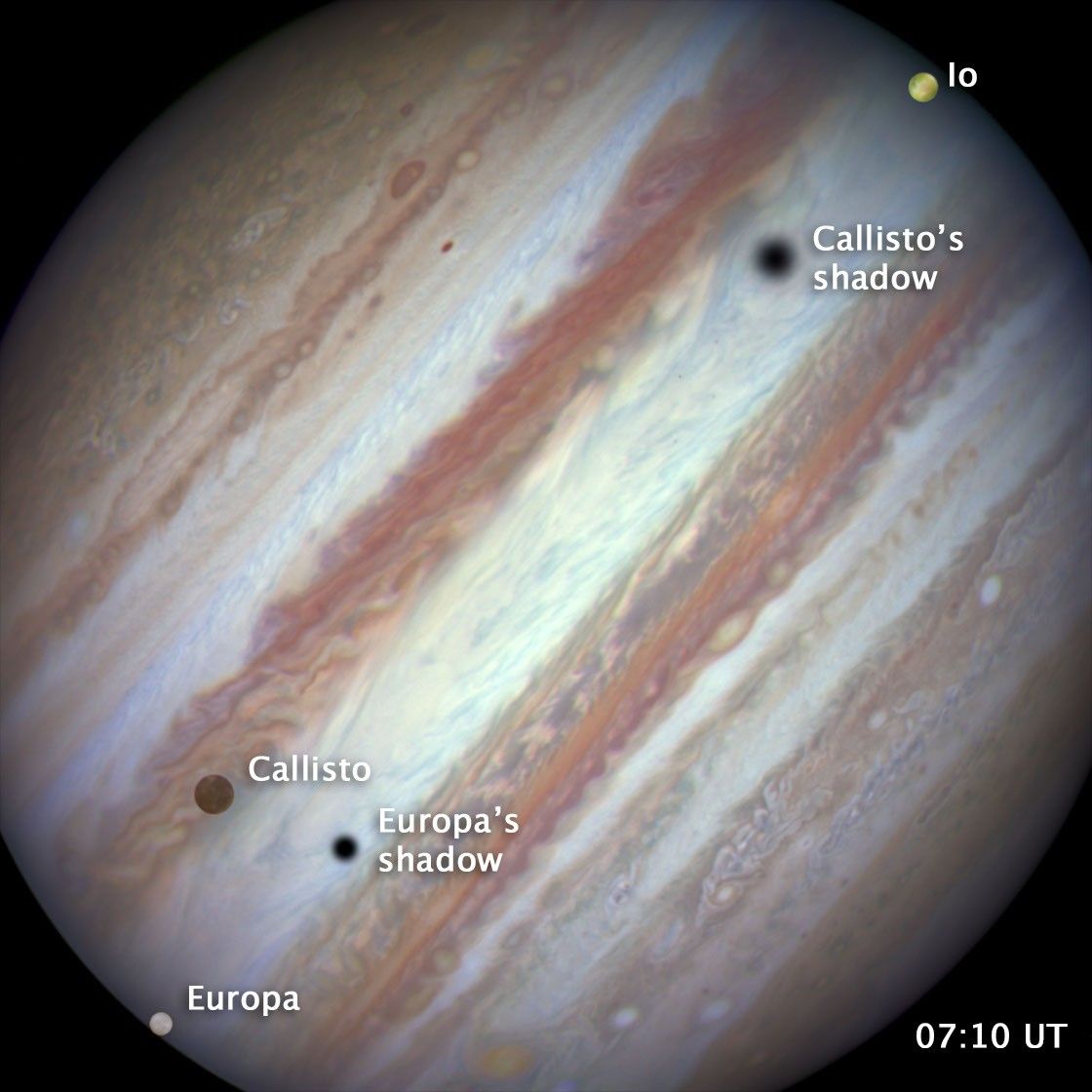 Jupiter Moon Transit, January 24, 2015 (07:10 UT) – Annotated