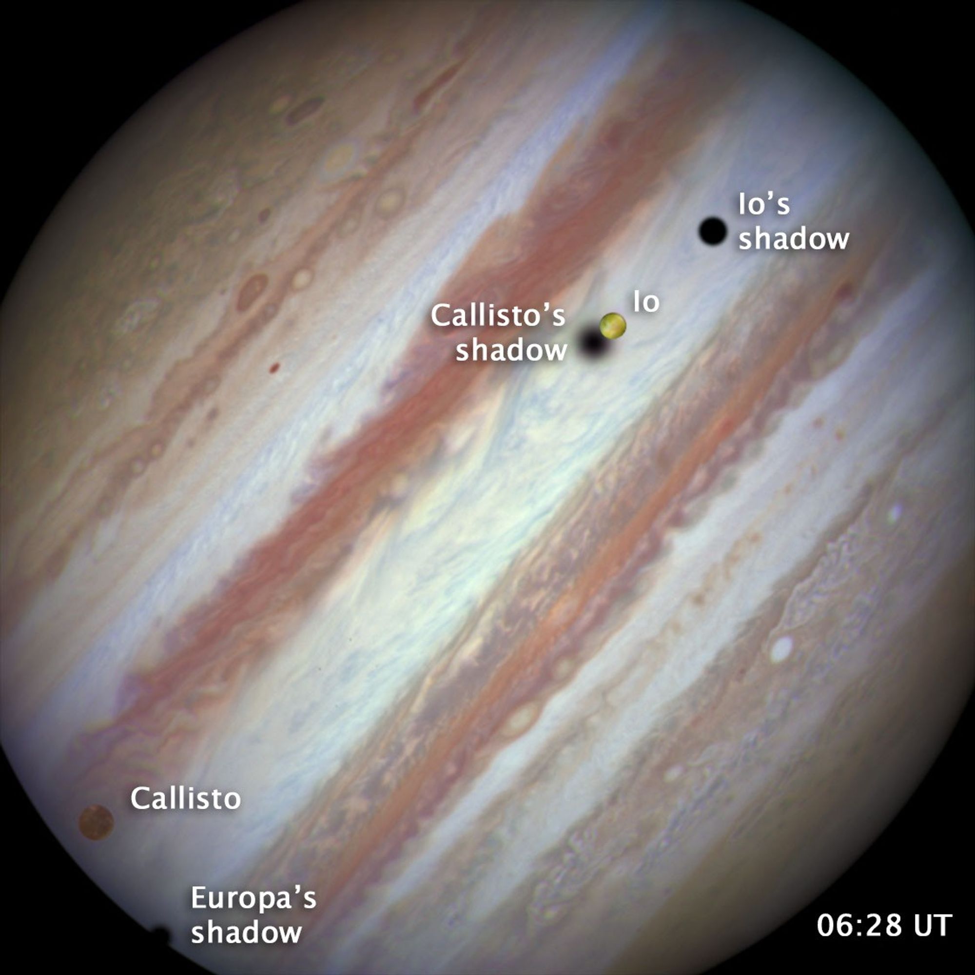 Jupiter Moon Transit, January 24, 2015 (06:28 UT) – Annotated