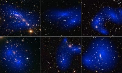 Six Galaxy Cluster Collisions, with Dark-Matter Maps (Hubble)
