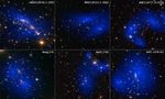 Six Cluster Collisions, with Dark-Matter Maps (Hubble – Annotated)