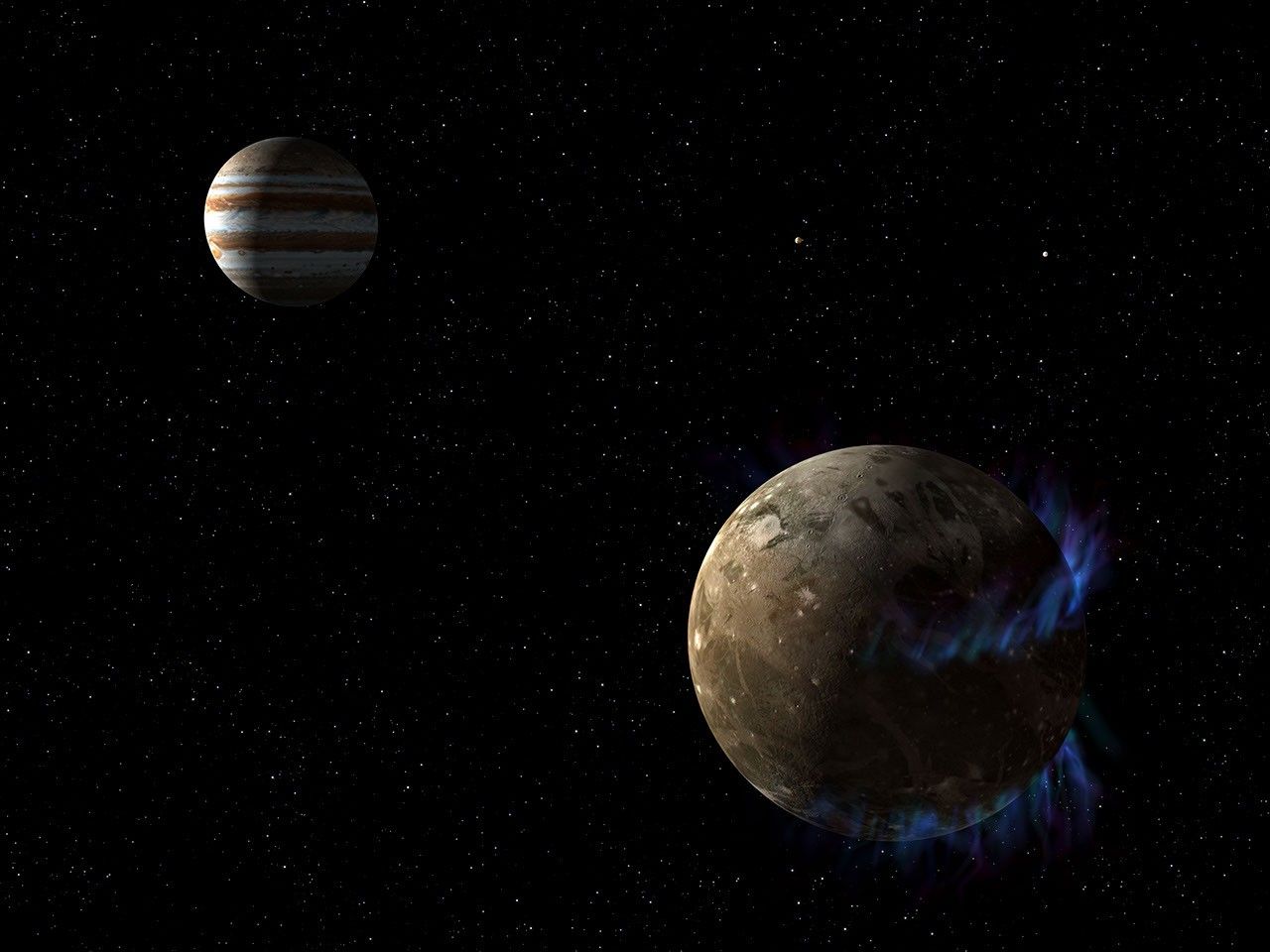 Artist's Concept of Aurorae and Ganymede