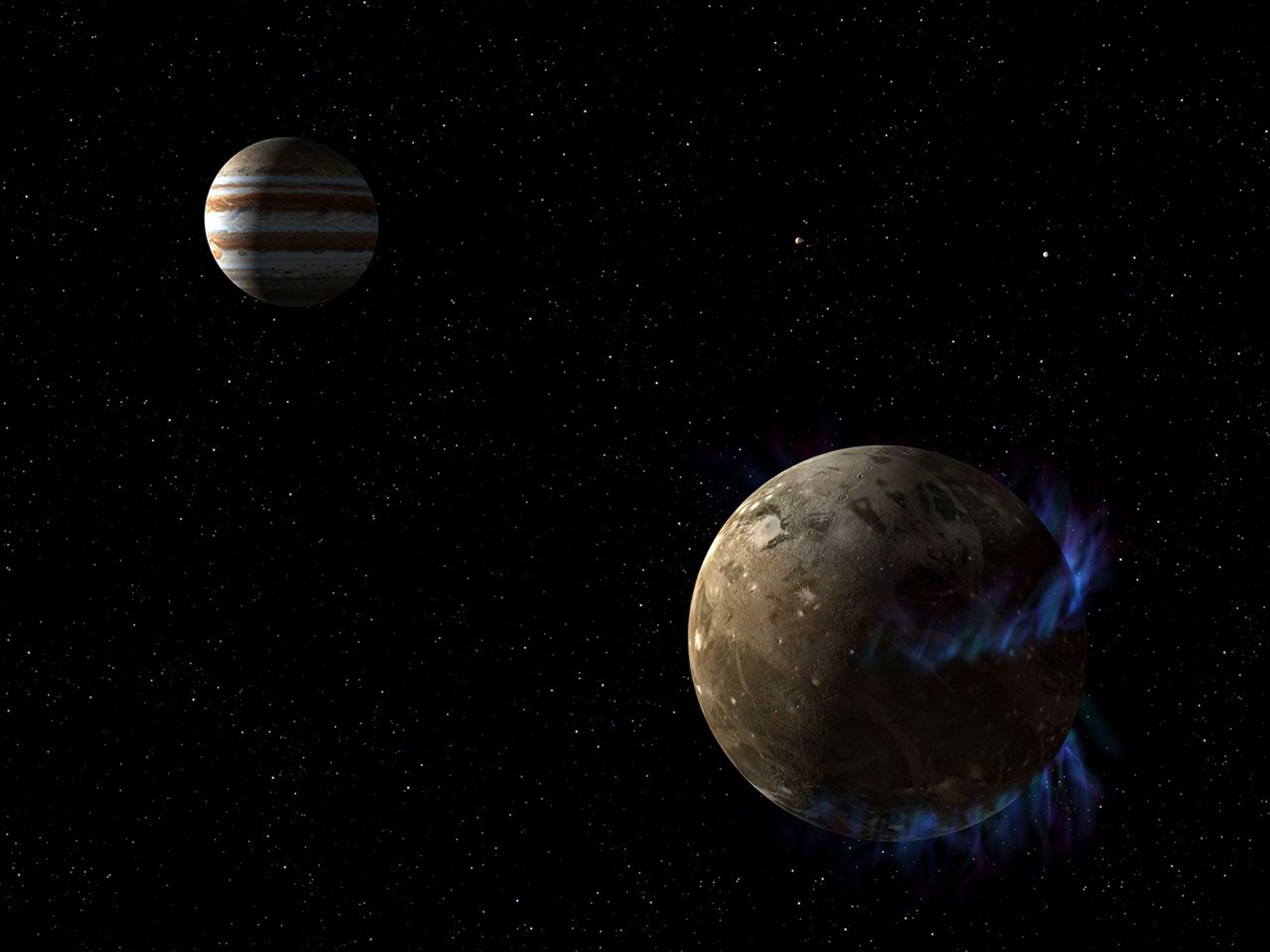 Artist's Concept of Aurorae and Ganymede