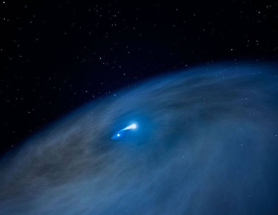 Mass Star and Smaller Companion Create Vast Gas Disk (Artist's Illustration)